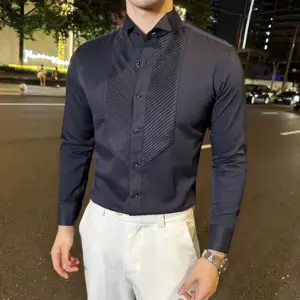 Slim-fit Men's Wedding Dress Banquet Performance Shirt